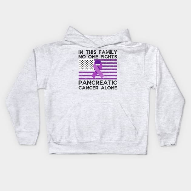 In this family no one fights pancreatic cancer alone Kids Hoodie by JustBeSatisfied